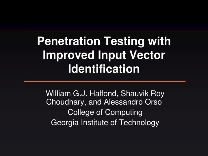 penetration testing with improved input vector identification