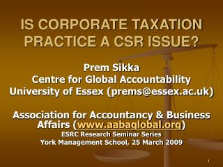 IS CORPORATE TAXATION PRACTICE A CSR ISSUE?