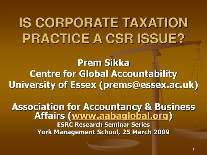 is corporate taxation practice a csr issue