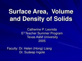Surface Area, Volume and Density of Solids