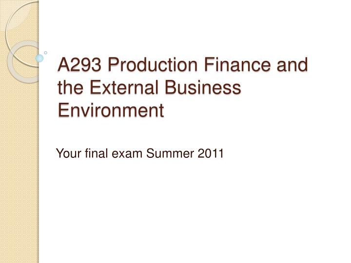a293 production finance and the external business environment