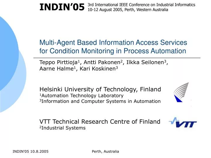 multi agent based information access services for condition monitoring in process automation