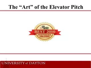 The “Art” of the Elevator Pitch
