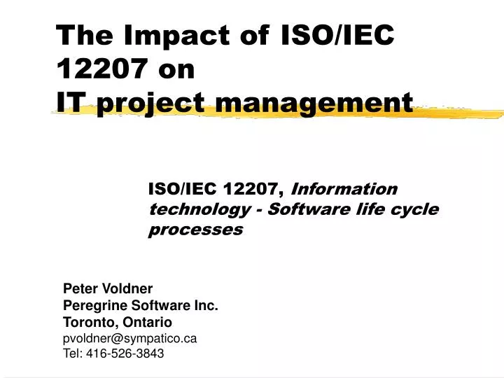 the impact of iso iec 12207 on it project management