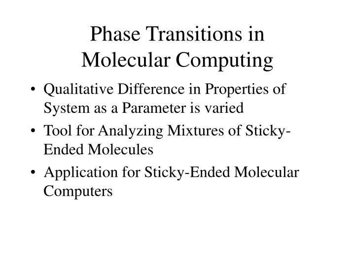 phase transitions in molecular computing