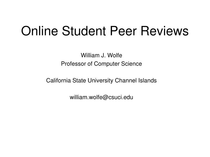online student peer reviews