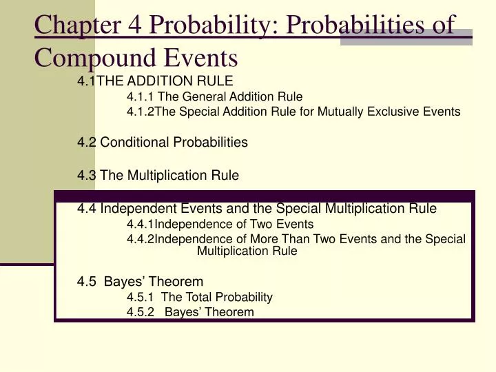 chapter 4 probability probabilities of compound events