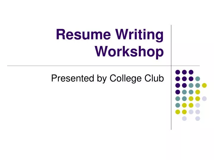 resume writing workshop