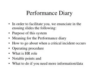 Performance Diary