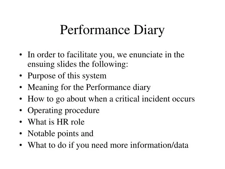 performance diary