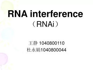 rna interference rnai