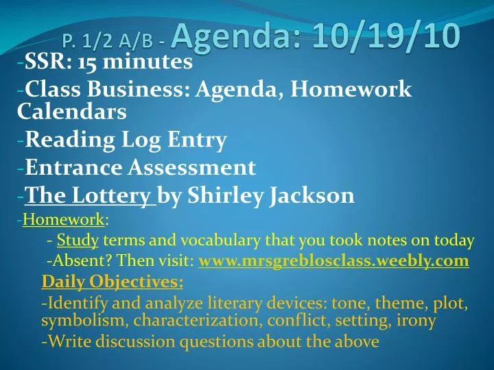 p 1 2 a b agenda 10 19 10