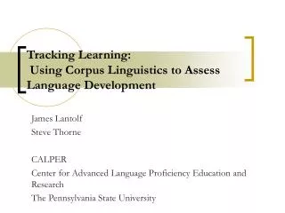 Tracking Learning: Using Corpus Linguistics to Assess Language Development