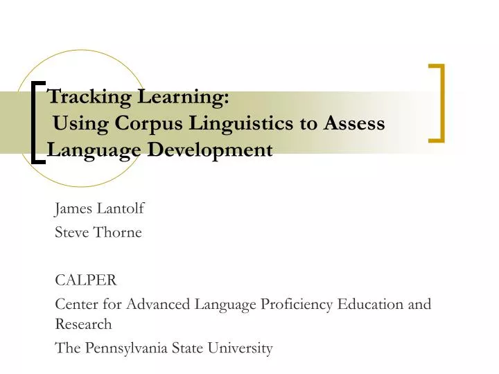 tracking learning using corpus linguistics to assess language development