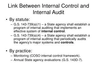 Link Between Internal Control and Internal Audit