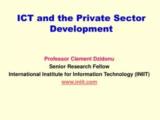 ICT and the Private Sector Development