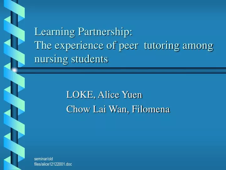 learning partnership the experience of peer tutoring among nursing students