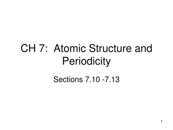 ch 7 atomic structure and periodicity
