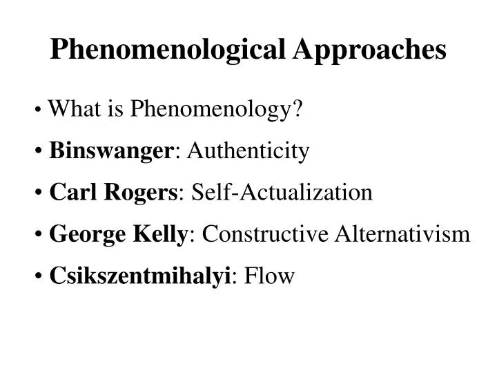 phenomenological approaches