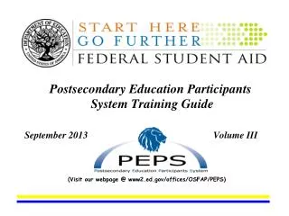 Postsecondary Education Participants System Training Guide September 2013