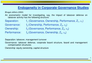 Endogeneity in Corporate Governance Studies