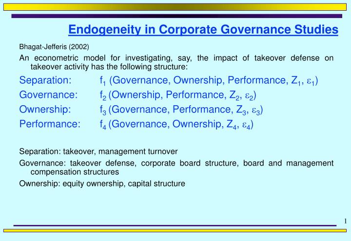 endogeneity in corporate governance studies