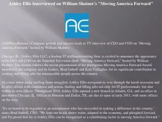 Ashley Ellis Interviewed on William Shatner's Moving Americ