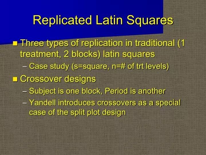 replicated latin squares