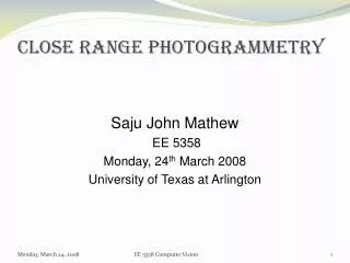 Close Range Photogrammetry