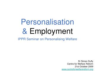 Personalisation &amp; Employment