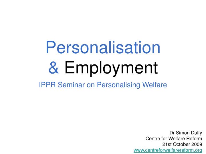 personalisation employment