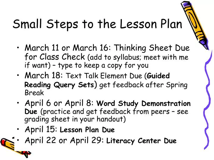 small steps to the lesson plan