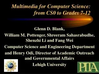 Multimedia for Computer Science: from CS0 to Grades 7-12