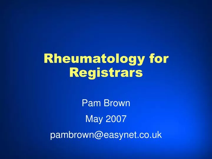 rheumatology for registrars