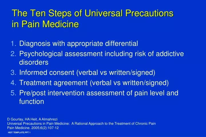 the ten steps of universal precautions in pain medicine