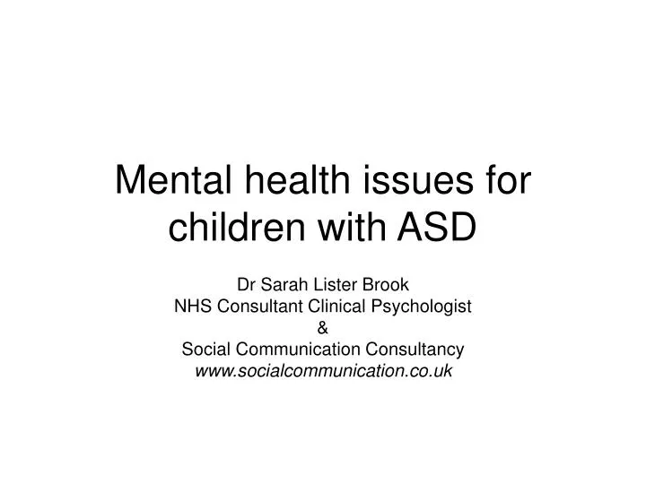 mental health issues for children with asd