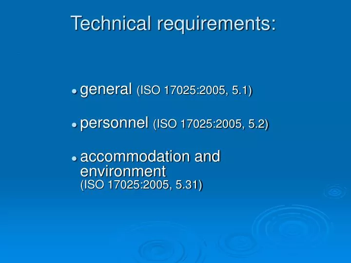 technical requirements