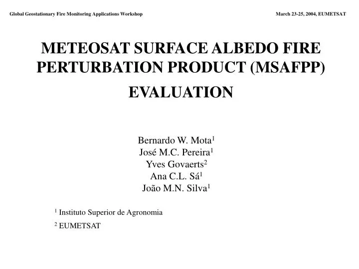 meteosat surface albedo fire perturbation product msafpp evaluation