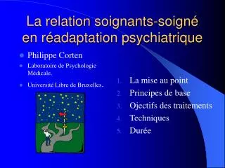 la relation soignants soign en r adaptation psychiatrique
