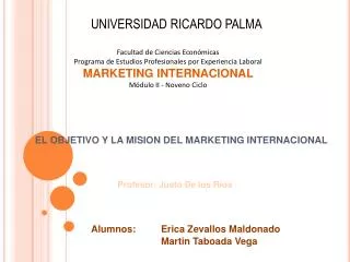 EL OBJETIVO Y LA MISION DEL MARKETING INTERNACIONAL