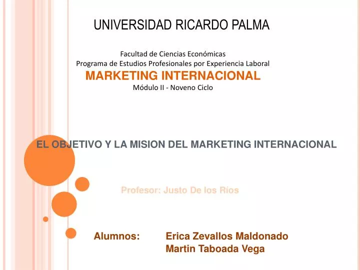 el objetivo y la mision del marketing internacional