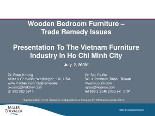 Wooden Bedroom Furniture – Trade Remedy Issues Presentation To The Vietnam Furniture Industry In Ho Chi Minh City July