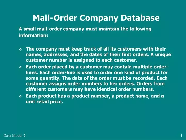 mail order company database