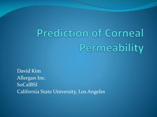 Prediction of Corneal Permeability