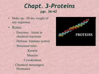 Chapt. 3-Proteins pgs. 36-42