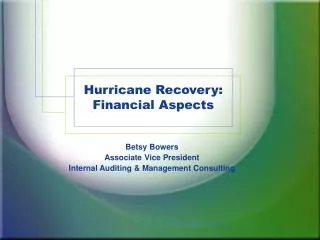Hurricane Recovery: Financial Aspects