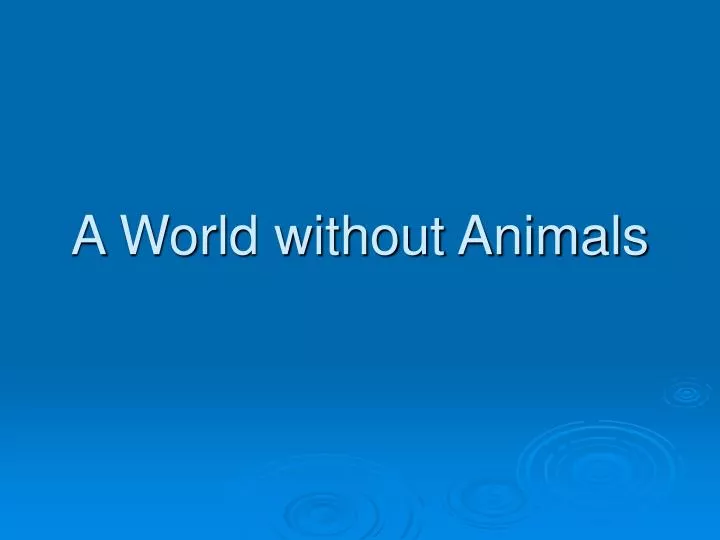 a world without animals