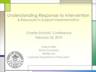 Understanding Response to Intervention &amp; Resources to Support Implementation