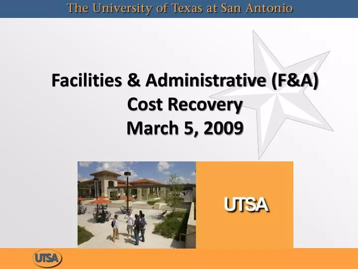 facilities administrative f a cost recovery march 5 2009
