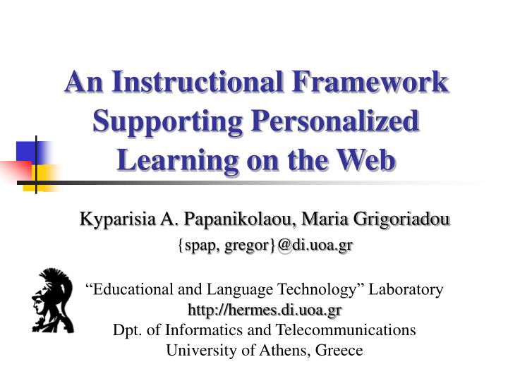 an instructional framework supporting personalized learning on the web
